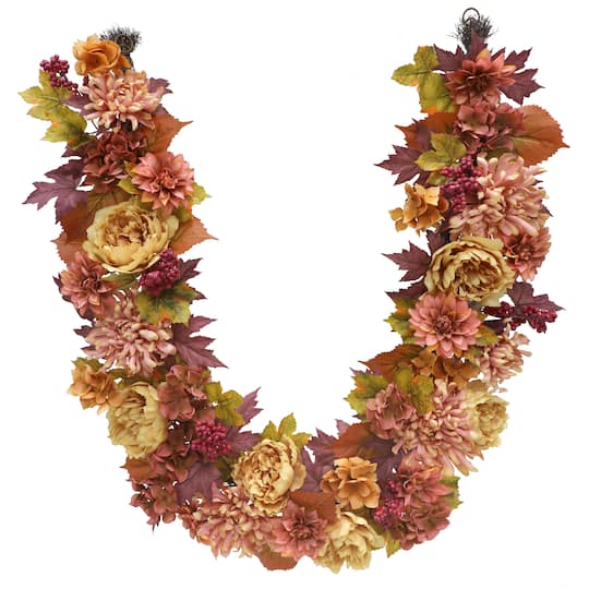 6ft. Pink Dahlia & Burgundy Leaf Mix Garland by Ashland®